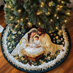 Serene Devotion Christmas Quilted Tree Skirt