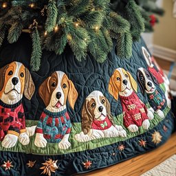 Beagle Festive Fun Quilted Christmas Tree Skirt
