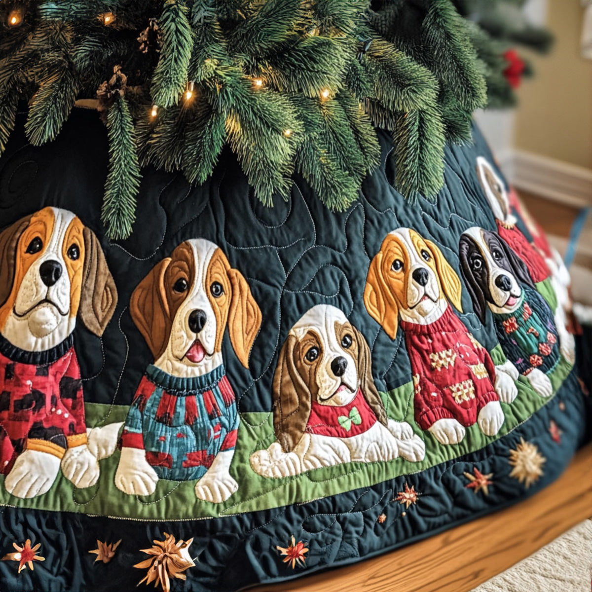 Beagle Festive Fun Quilted Christmas Tree Skirt