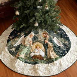 Holy Grace Quilted Christmas Tree Skirt