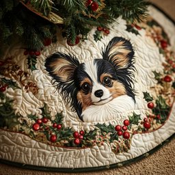 Holiday Papillon Quilted Christmas Tree Skirt