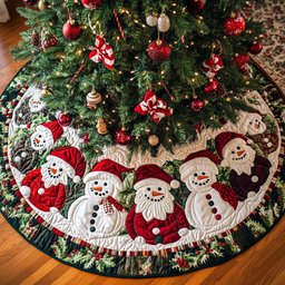 Frosty Fun Christmas Quilted Tree Skirt