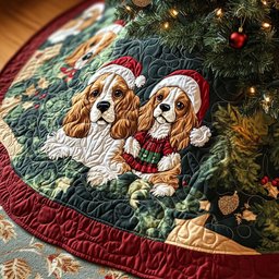 Spaniel Wishes Quilted Christmas Tree Skirt