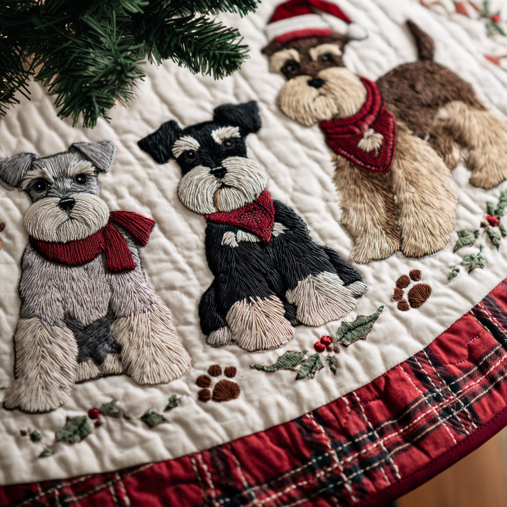 Holly Beard Pup Quilted Christmas Tree Skirt