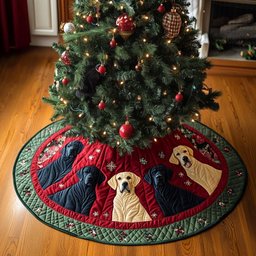 Labrador Fun Christmas Quilted Tree Skirt