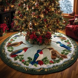 Golden Nectar Christmas Quilted Tree Skirt