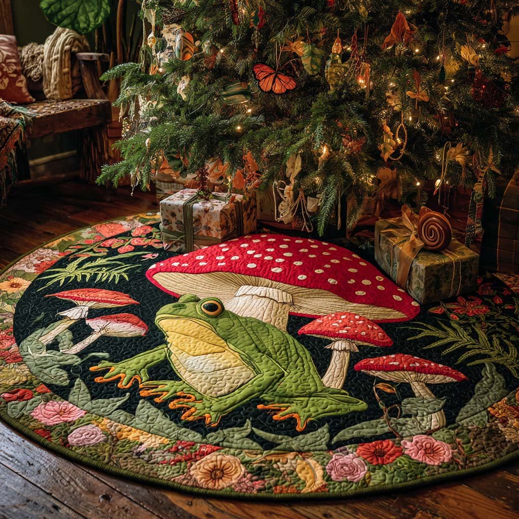Fairy Garden Charm Christmas Quilted Tree Skirt