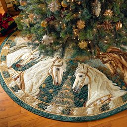 Silent Winter Gallop Christmas Quilted Tree Skirt