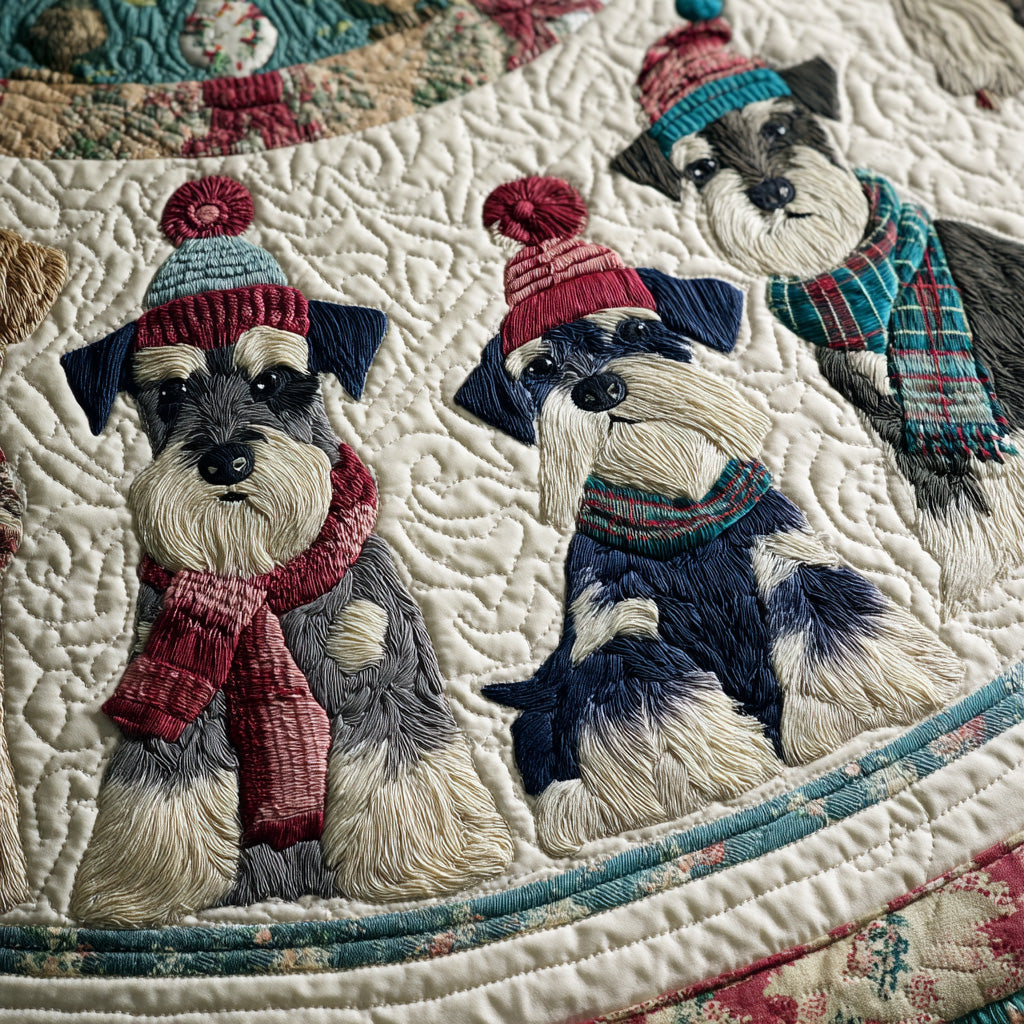 Festive Paws Quilted Christmas Tree Skirt
