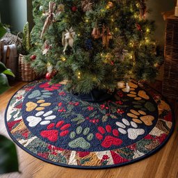 Classic Paws Christmas Quilted Tree Skirt