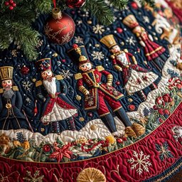 Snowflake Soldier Quilted Christmas Tree Skirt