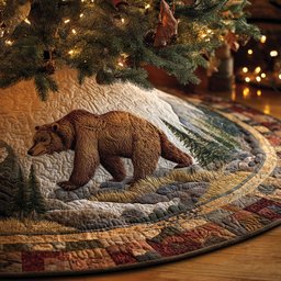 Brown Majesty Christmas Quilted Tree Skirt