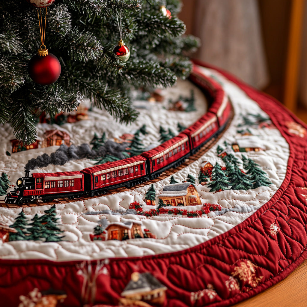 Jolly Journey Quilted Christmas Tree Skirt