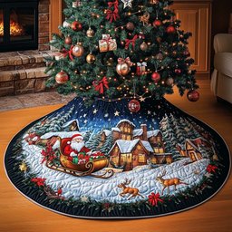 Santa Gift Christmas Quilted Tree Skirt