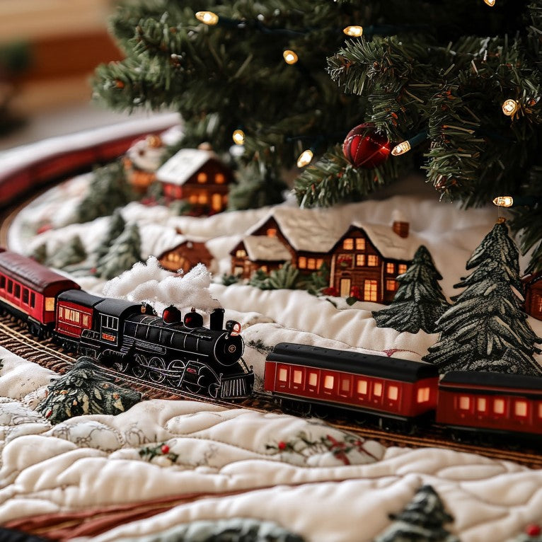 Holiday Express Quilted Christmas Tree Skirt