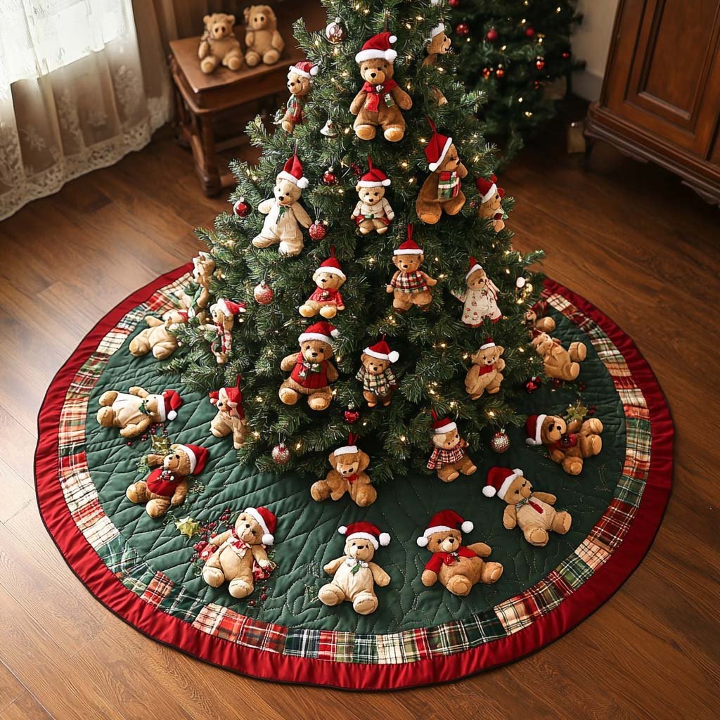 Holiday Cuddle Circle Christmas Quilted Tree Skirt