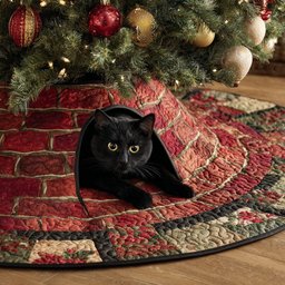 Brick Cozy Hideout Christmas Quilted Tree Skirt