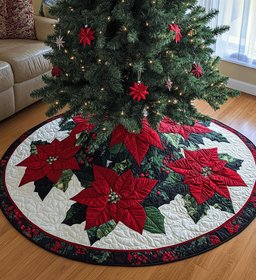 Yuletide Glow Quilted Christmas Tree Skirt