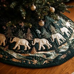 Elephant Parade Christmas Quilted Tree Skirt