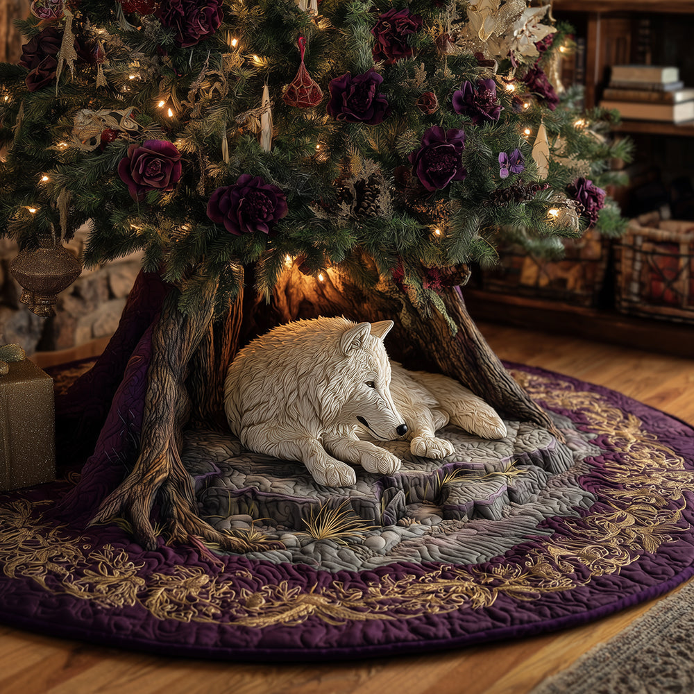 Wolf of the Midnight Christmas Quilted Tree Skirt