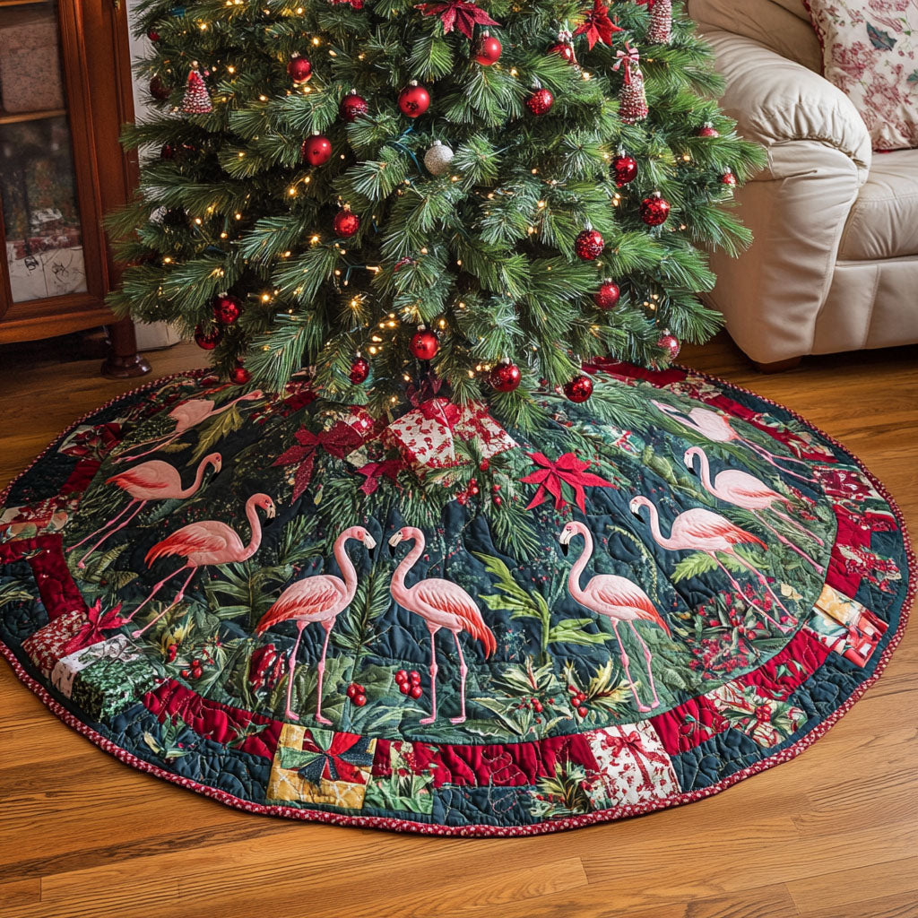 Tropical Flock Quilted Christmas Tree Skirt