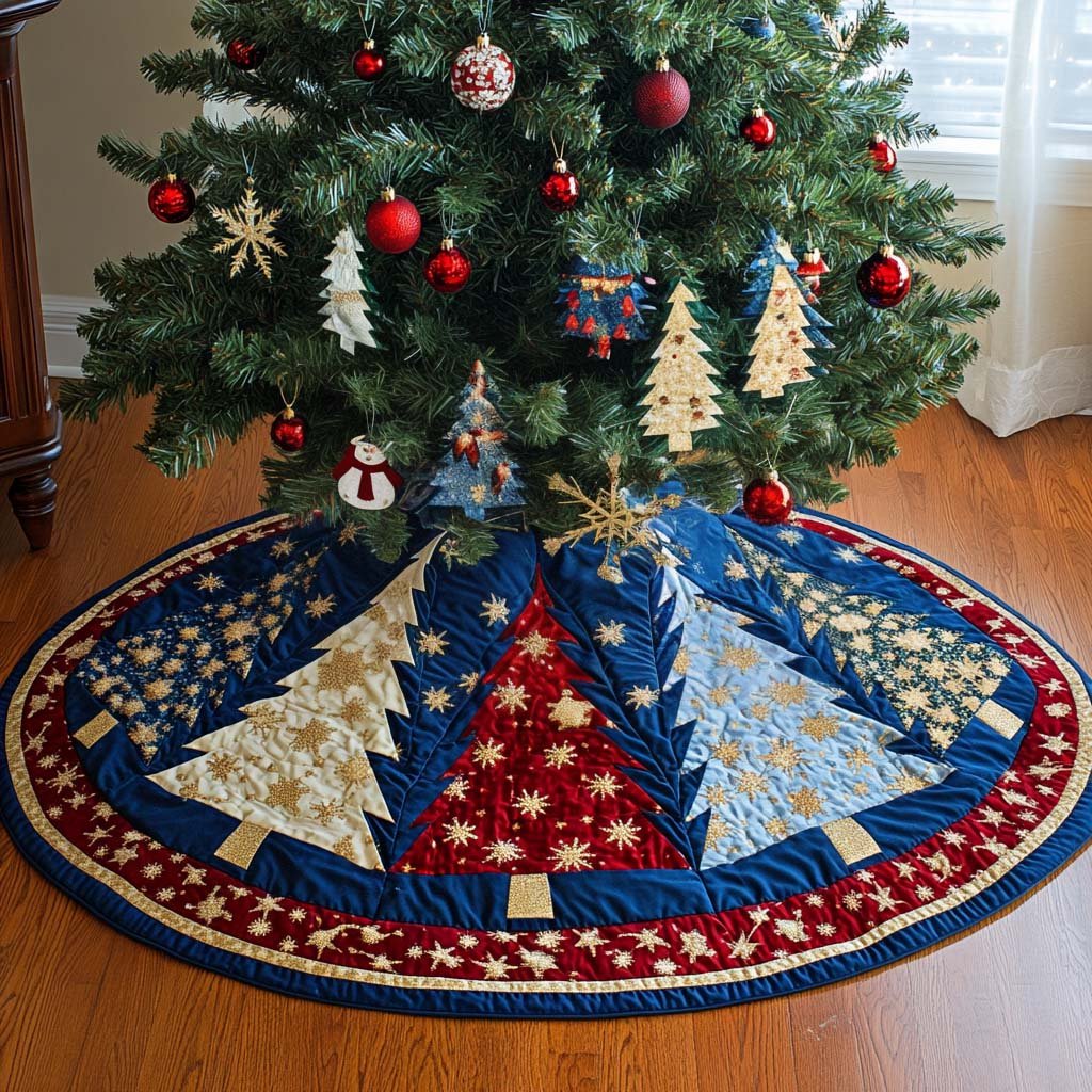 Winter Whimsy Quilted Christmas Tree Skirt