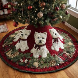 Santa Little Westie Quilted Christmas Tree Skirt