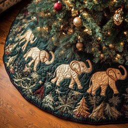 Jungle Joy Christmas Quilted Tree Skirt