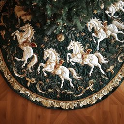 Horse Dream Christmas Quilted Tree Skirt