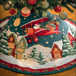 Pine Glow Wonderland Christmas Quilted Tree Skirt