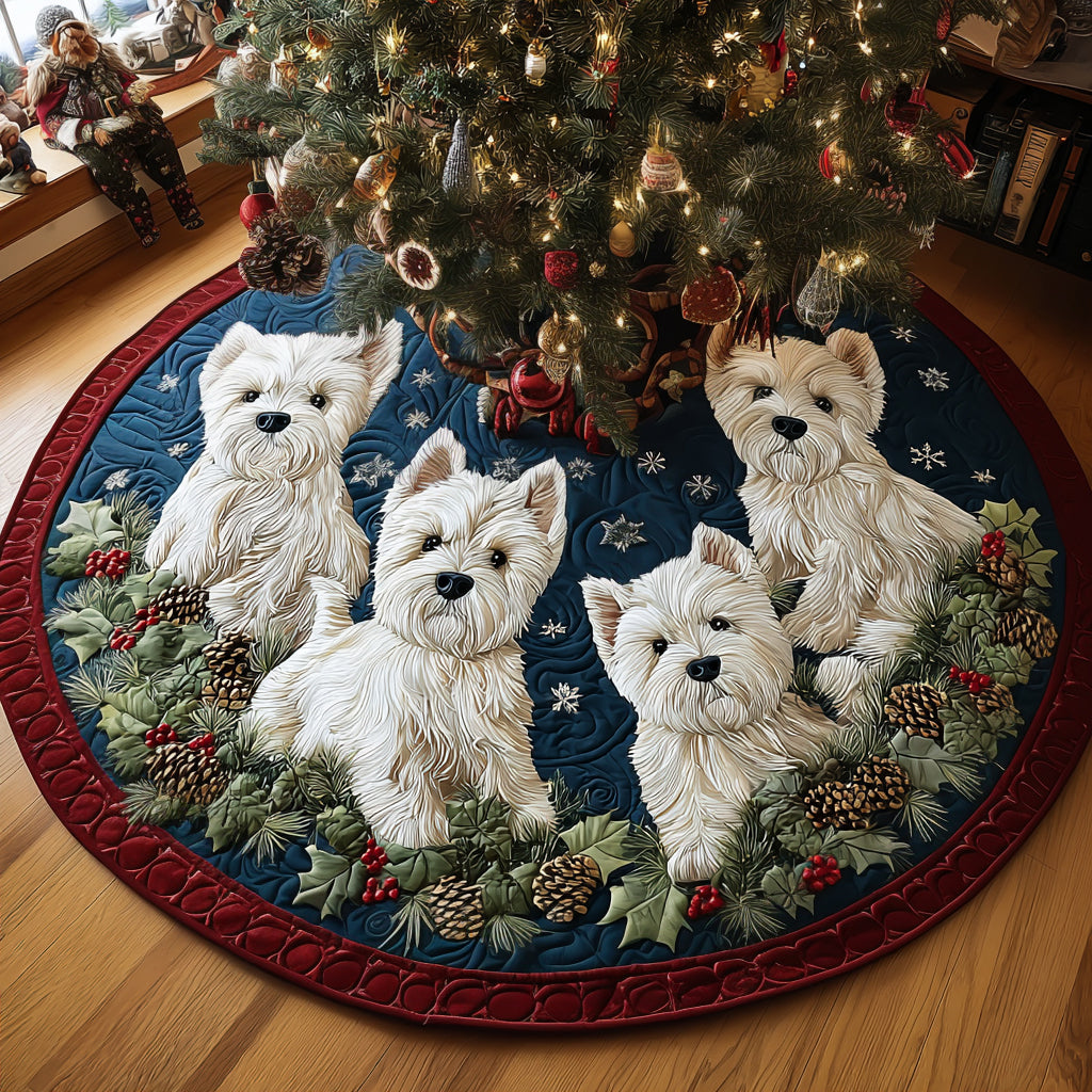 Christmas Westie Magic Quilted Christmas Tree Skirt