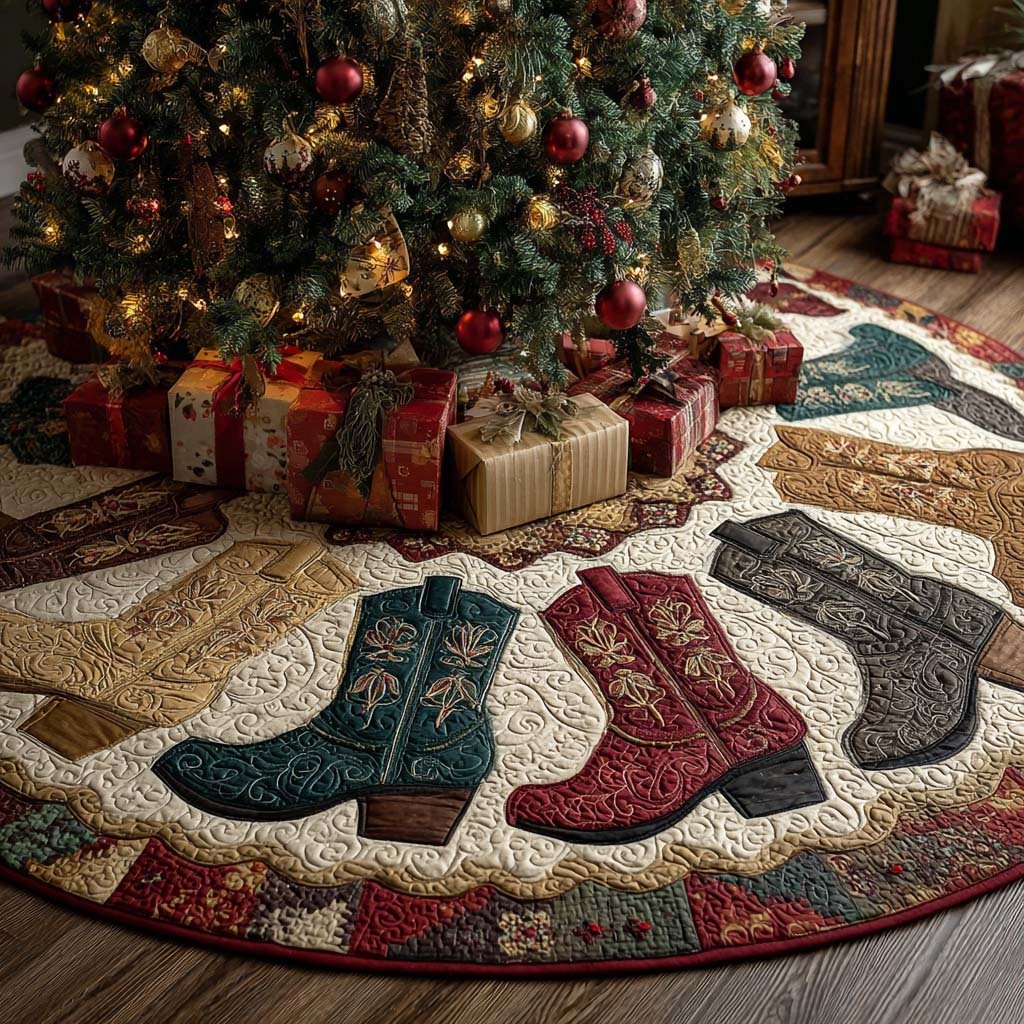 Wilderness Kick Christmas Quilted Tree Skirt