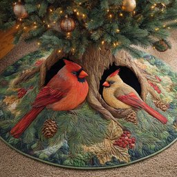 Cardinal Hearth Haven Quilted Tree Skirt