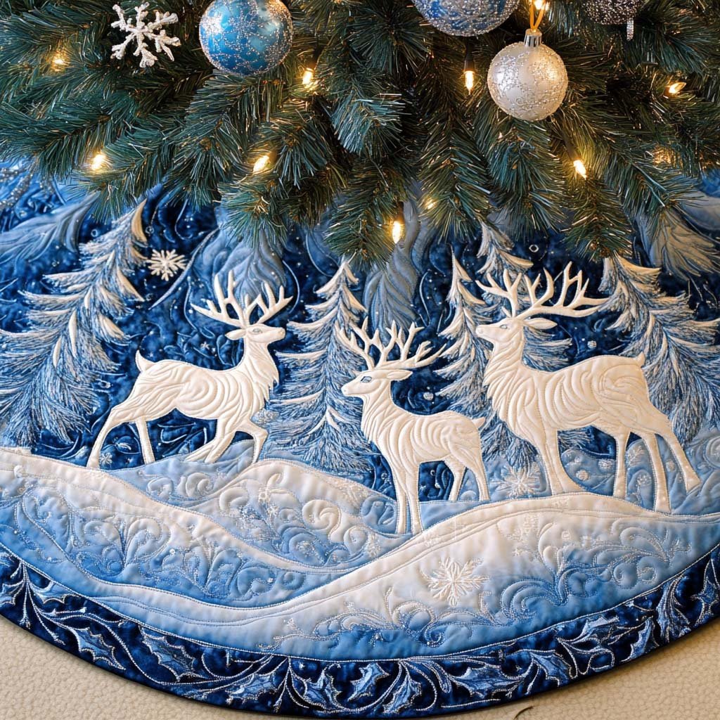 Gift Deliverer Christmas Quilted Tree Skirt
