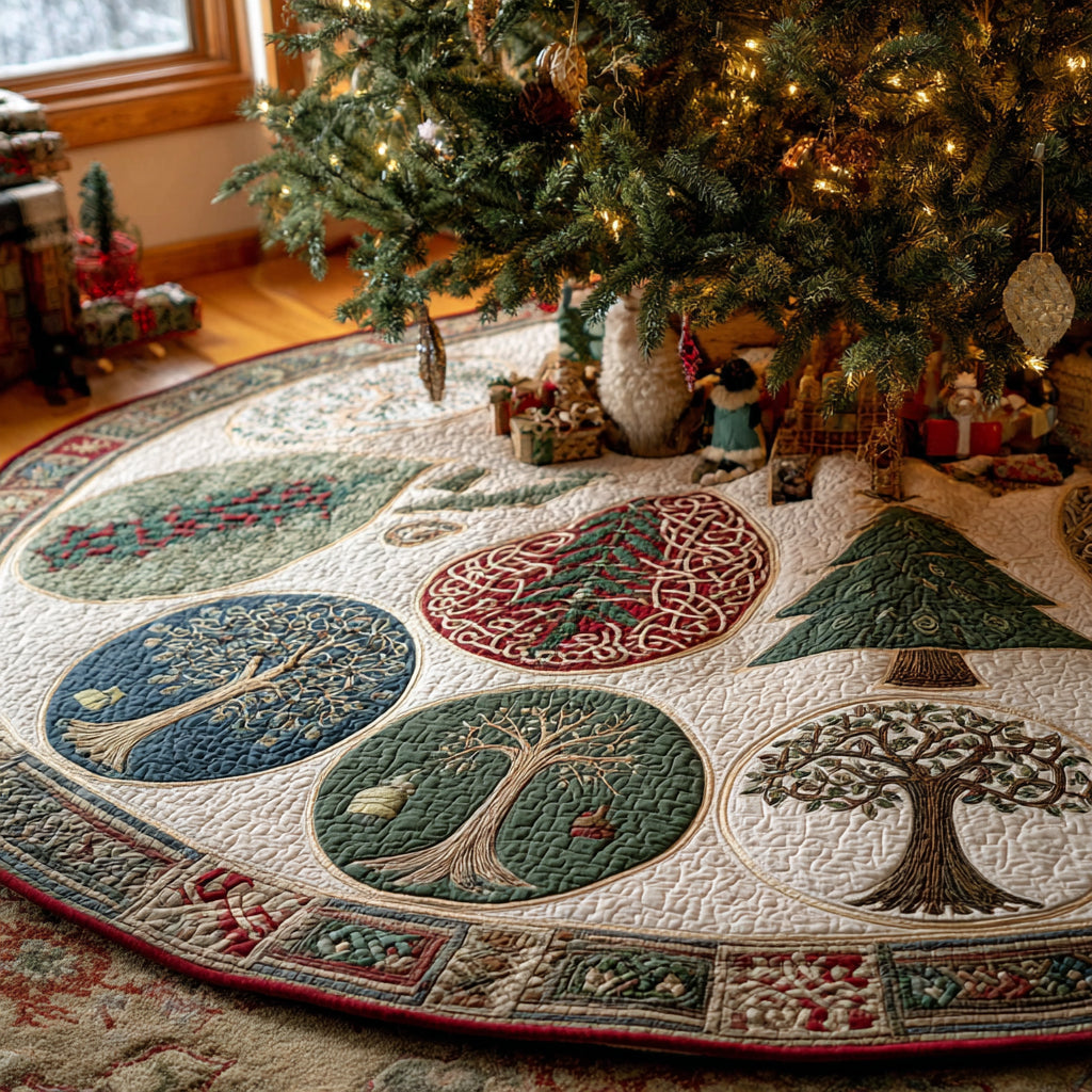 Timeless Bloom Christmas Quilted Tree Skirt