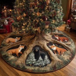 Forest Companions Christmas Quilted Tree Skirt