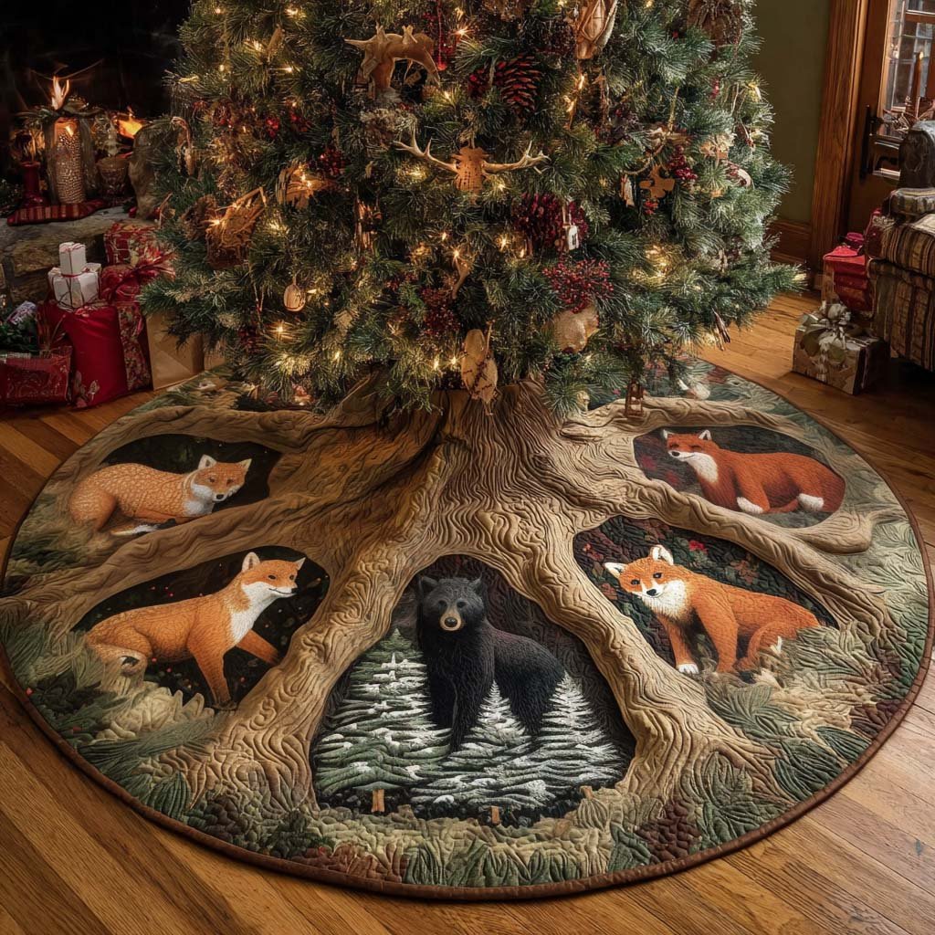 Forest Companions Christmas Quilted Tree Skirt