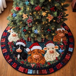 Cheerful Clan Christmas Quilted Tree Skirt