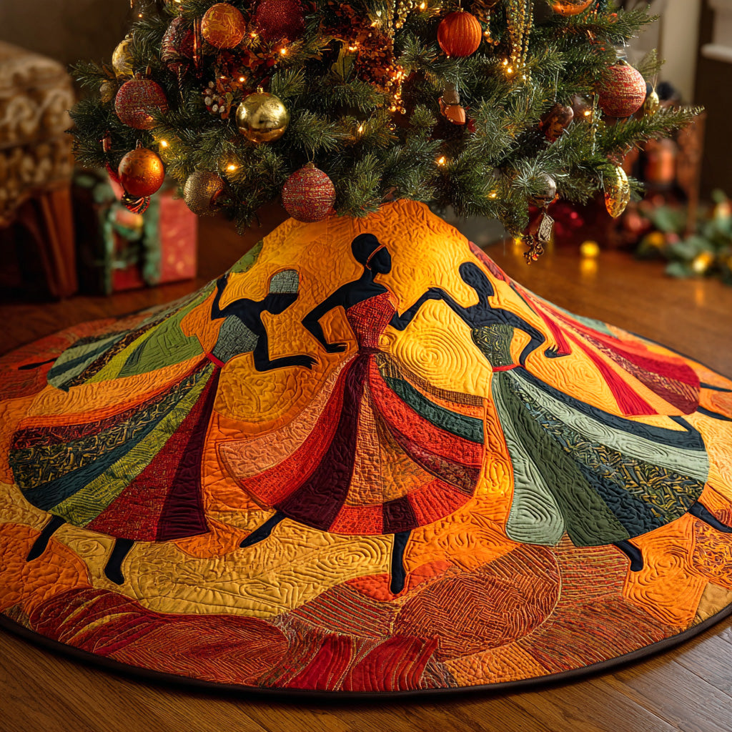 Golden Queen Christmas Quilted Tree Skirt