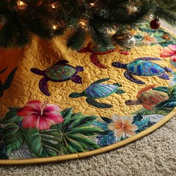 Island Bloom Christmas Quilted Tree Skirt