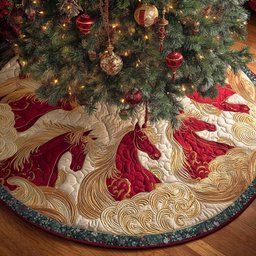 Peaceful Pasture Snow Christmas Quilted Tree Skirt