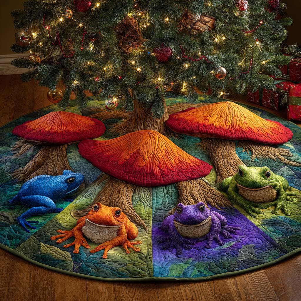 Mystic Mushroom Circle Quilted Tree Skirt
