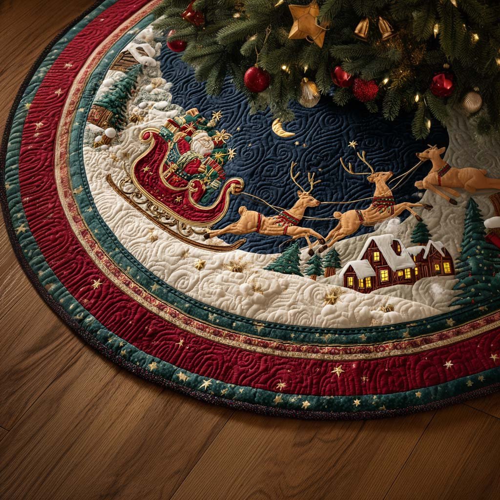 Santa Holding Christmas Quilted Tree Skirt