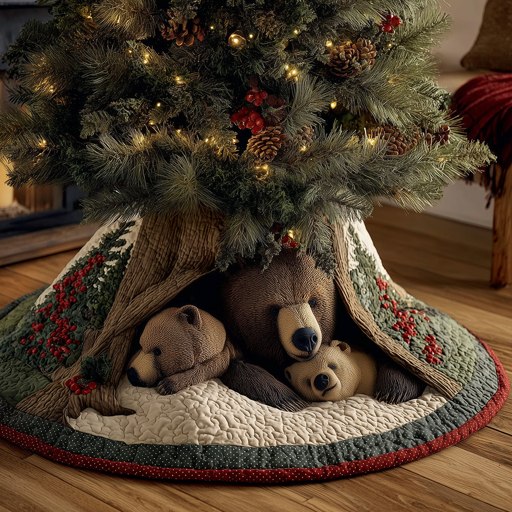 Northwoods Bear Nook Christmas Quilted Tree Skirt