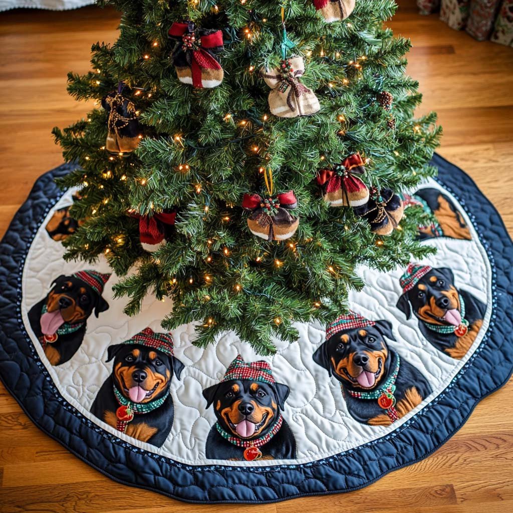 Rottweiler Spirit Christmas Quilted Tree Skirt