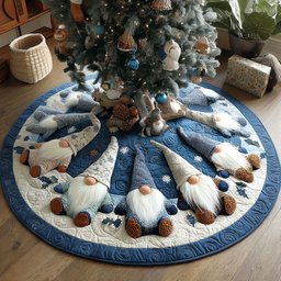 Winter Gnome Christmas Quilted Tree Skirt