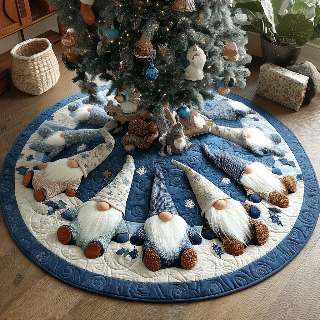 Winter Gnome Christmas Quilted Tree Skirt