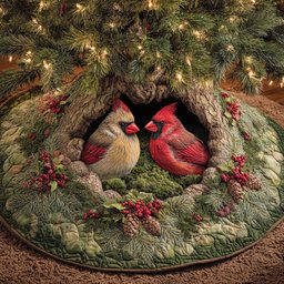 Lovers in the Snow Quilted Tree Skirt