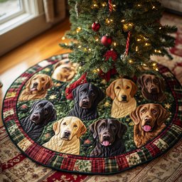 Snowy Companion Christmas Quilted Tree Skirt