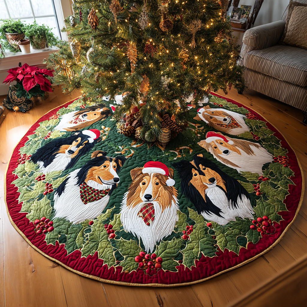 Festive Herd Christmas Quilted Tree Skirt